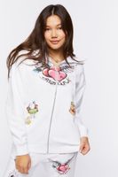 Women's Angelic Graphic Zip-Up Hoodie in White, XS