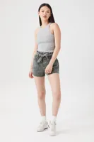 Women's Ribbed Knit Cropped Tank Top in Heather Grey, XL