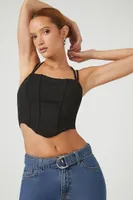 Women's Corset Halter Cropped Cami in Black Small