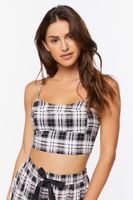 Women's Plaid Pajama Cropped Cami in Black Small