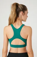 Women's Colorblock Cutout Racerback Sports Bra in Dynasty Green/Beige, XL