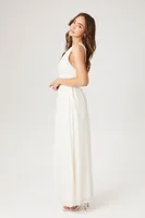 Women's Chiffon Sleeveless Midi Dress in Ivory Small