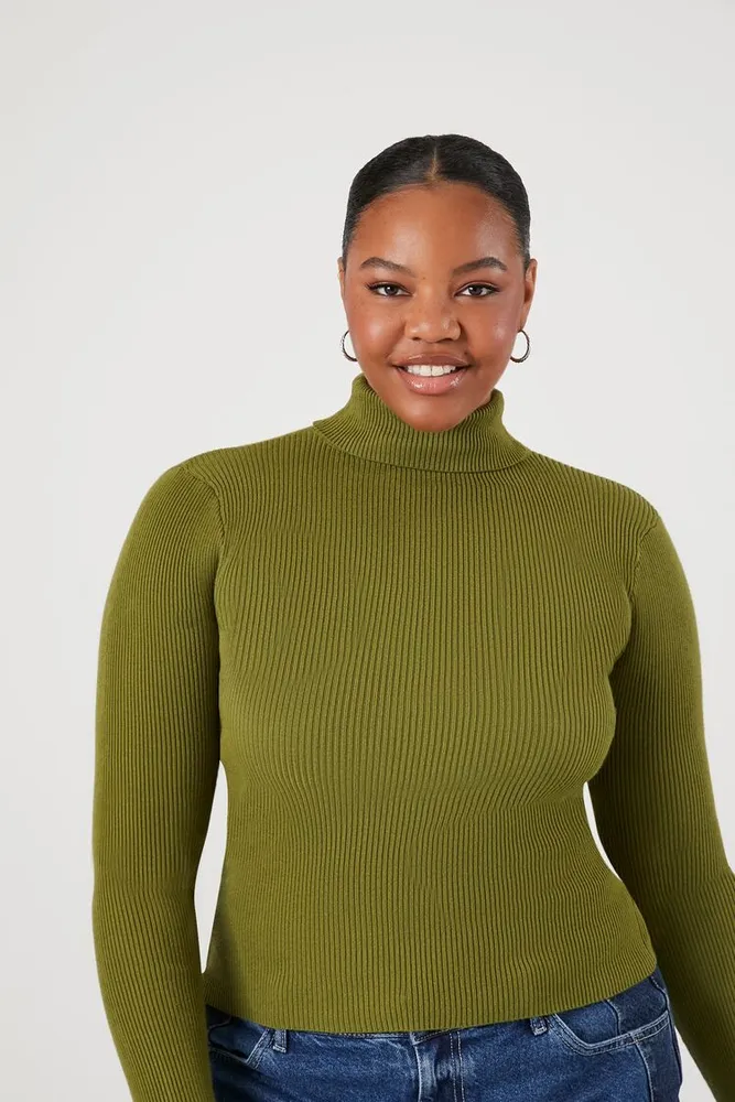 Fitted Plush Rib-Knit Turtleneck