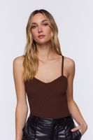 Women's Ribbed V-Neck Cami in Coffee, XL