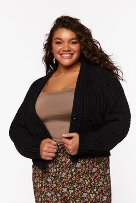 Women's V-Neck Cardigan Sweater in Black, 0X