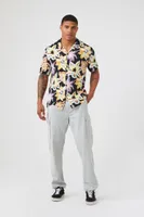 Men Rayon Floral Print Shirt in Black, XXL