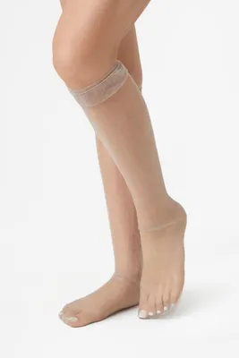 Sheer Knee-High Socks in Taupe
