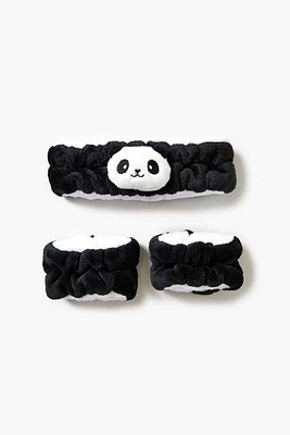 Panda Headwrap & Wristband Set in Black/White