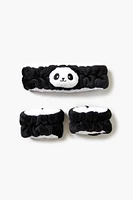 Panda Headwrap & Wristband Set in Black/White