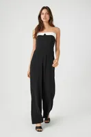 Women's Strapless Wide-Leg Jumpsuit in Black/White Small