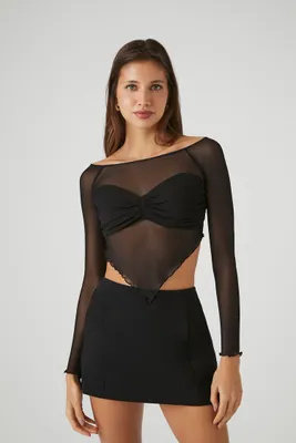 Women's Sheer Mesh Crop Top