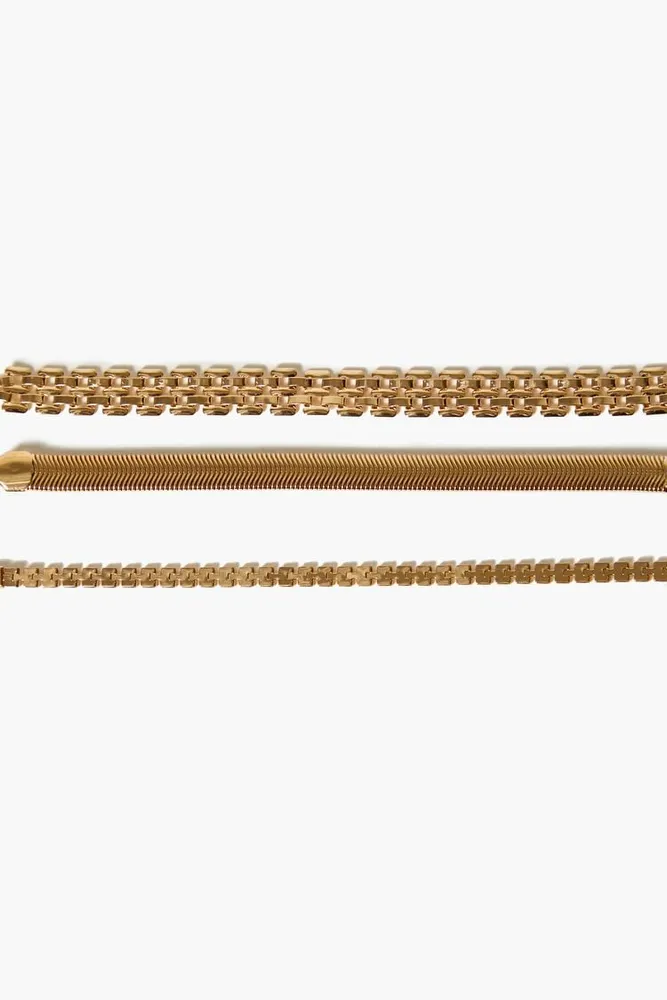 Women's Snake Chain Bracelet Set in Gold