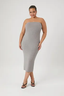 Women's Bodycon Tube Midi Dress in Dark Grey, 2X