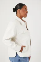 Women's Brushed Drop-Sleeve Shacket in Vanilla, 1X