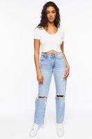 Women's Faux Pearl-Trim Crop Top in White Medium