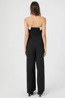 Women's Strapless Wide-Leg Jumpsuit in Black/White Small