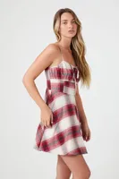 Women's Plaid Mini Cami Dress in Pink/White Small