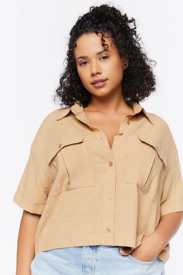 Women's Button-Front Shirt in Maple, 0X