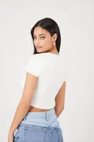 Women's Sweater-Knit Cropped T-Shirt in White, XS