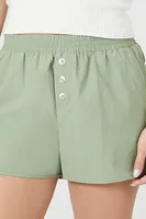 Women's Button-Front Dolphin-Hem Shorts in Sage Large