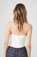 Women's Strappy Plunging Bodysuit in White Small