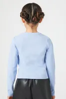 Girls Ribbed Knit Top (Kids) in Light Blue, 9/10