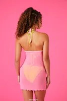 Women's Barbie Mesh Swim Cover-Up Dress in Pink/Light Pink Small