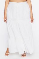 Women's Tiered Maxi Skirt in White, 0X