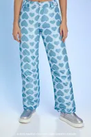 Women's Hello Kitty Heart Print Pants in Baby Blue Small