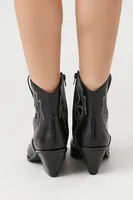 Women's Faux Leather Cowboy Booties in Black, 7