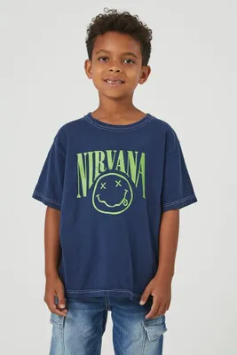 Kids Nirvana Graphic T-Shirt (Girls + Boys) in Blue, 9/10