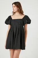 Women's Pleated Babydoll Dress Black