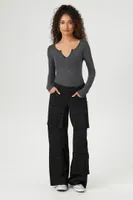 Women's Seamless Split-Neck Bodysuit Black