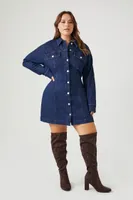 Women's Denim Button-Front Dress Dark Denim,