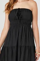 Women's Strapless Tiered Maxi Dress in Black Small