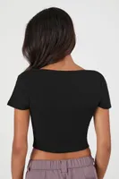 Women's Cropped Rib-Knit T-Shirt