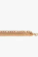 Women's Tiered Figaro & Curb Chain Bracelet in Gold