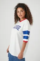 Women's Melrose Graphic Varsity T-Shirt in White Large