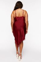 Women's Lace-Trim Slip Midi Dress in Dark Red, 0X