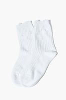 Distressed Crew Socks in White