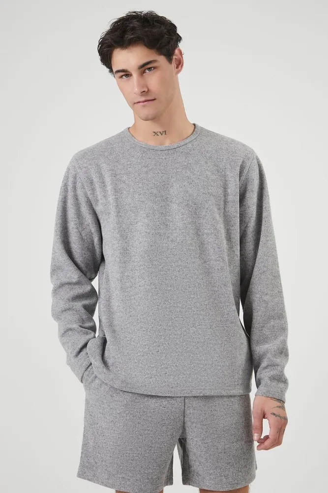 Men Ribbed Knit Crew Neck Top