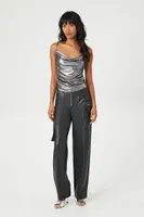 Women's Metallic Cowl Cami in Black Small