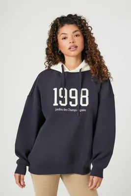 Women's Colorblock 1998 Graphic Hoodie in Navy Small