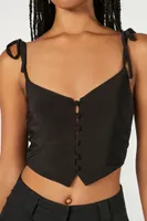 Women's Cropped Tie-Strap Cami in Black Medium