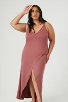 Women's Crisscross Tulip-Hem Maxi Dress in Marsala, 1X