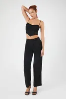 Women's Mesh Cropped Cami in Black, XS