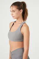 Women's Scoop-Neck Racerback Sports Bra in Dark Grey Medium