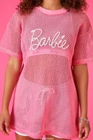 Women's Barbie Netted Mesh T-Shirt in Pink Medium