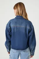 Women's Cropped Denim Jacket in Dark Denim Medium