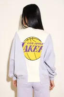 Women's Cropped Los Angeles Lakers Pullover in Heather Grey Medium